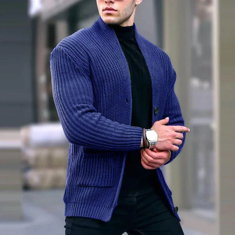 Men's Casual Slim Button Long Sleeve Solid Color Knit Cardigan 37468341M sold by Manly product image thumbnail 2