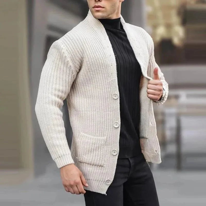 Men's Casual Slim Button Long Sleeve Solid Color Knit Cardigan 37468341M sold by Manly product image thumbnail 5