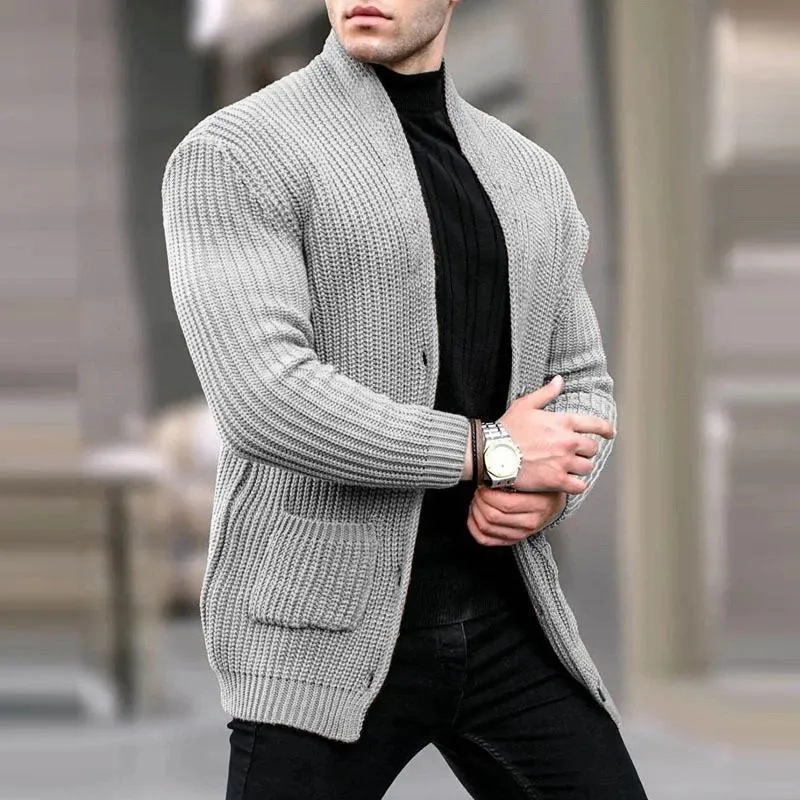 Men's Casual Slim Button Long Sleeve Solid Color Knit Cardigan 37468341M sold by Manly product image thumbnail 3