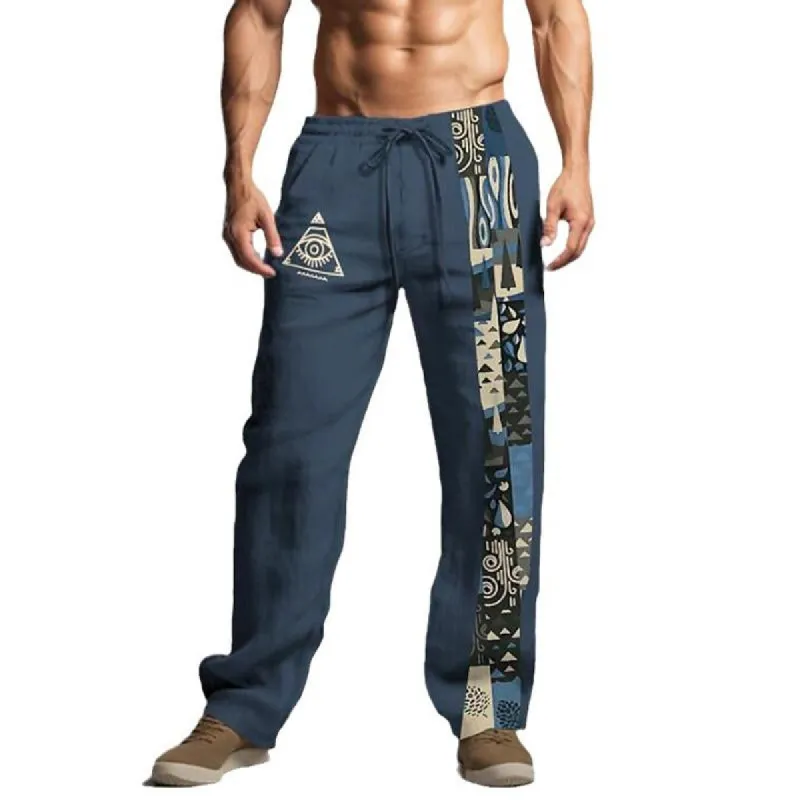Men's Casual Printed Drawstring Straight Trousers 11045803Y sold by Manly