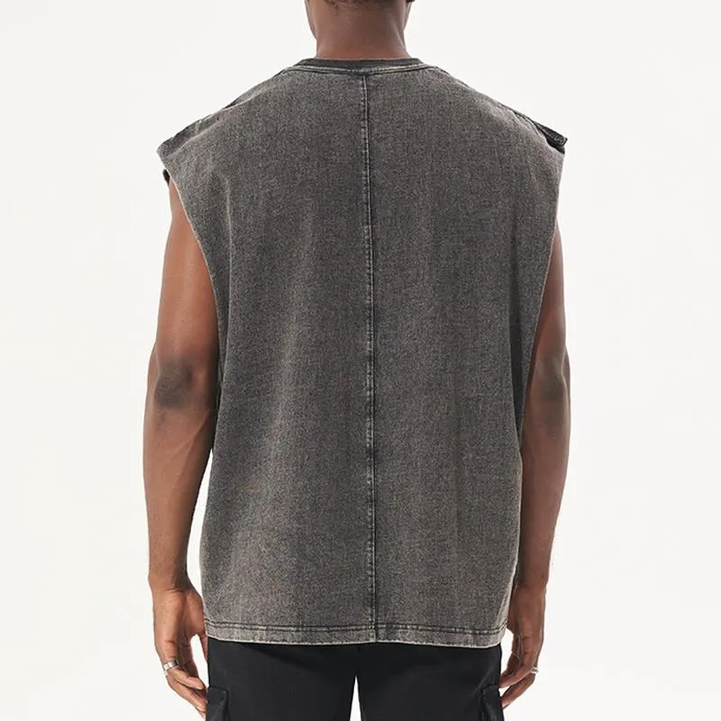 Men's Solid Loose Washed Distressed Sleeveless Tank Top 40460821Z sold by Manly product image thumbnail 5