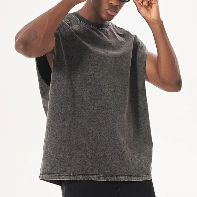 Men's Solid Loose Washed Distressed Sleeveless Tank Top 40460821Z sold by Manly product image thumbnail 4