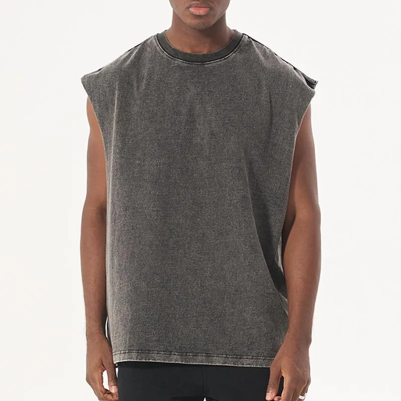 Men's Solid Loose Washed Distressed Sleeveless Tank Top 40460821Z sold by Manly product image thumbnail 2