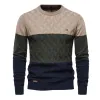 Men's Round Neck Color Contrast Stripe Knit Sweater 61073264X sold by Manly