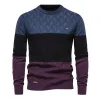 Men's Round Neck Color Contrast Stripe Knit Sweater 61073264X sold by Manly