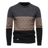 Men's Round Neck Color Contrast Stripe Knit Sweater 61073264X sold by Manly
