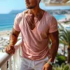 Men's Casual Vintage Pleated Short Sleeve T-Shirt 04291542TO sold by Manly