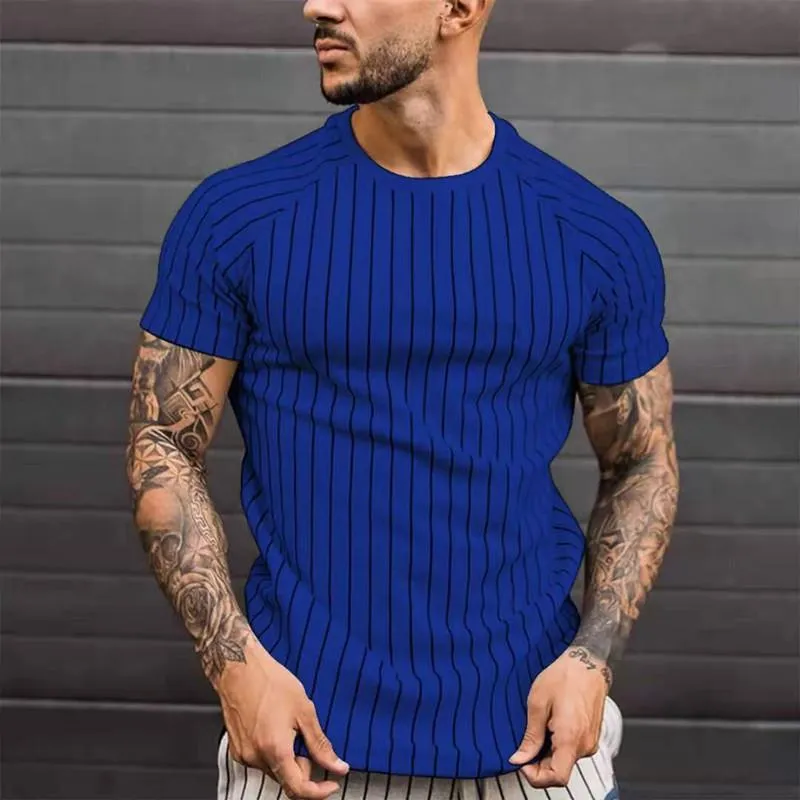 Men's Casual Striped Round Neck Short Sleeve T-Shirt 35956473TO sold by Manly product image thumbnail 4