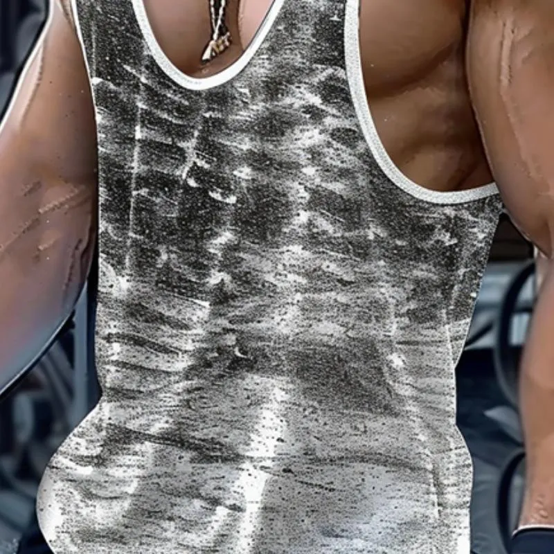 Men's Fashion Colorblock Printed U-Neck Slim Tank Top 43847135M sold by Manly product image thumbnail 3