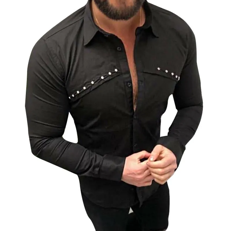 Men's Casual Plain Long Sleeve Shirt 75796591Y sold by Manly