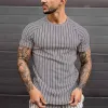 Men's Casual Striped Round Neck Short Sleeve T-Shirt 35956473TO sold by Manly