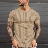 Men's Casual Striped Round Neck Short Sleeve T-Shirt 35956473TO sold by Manly