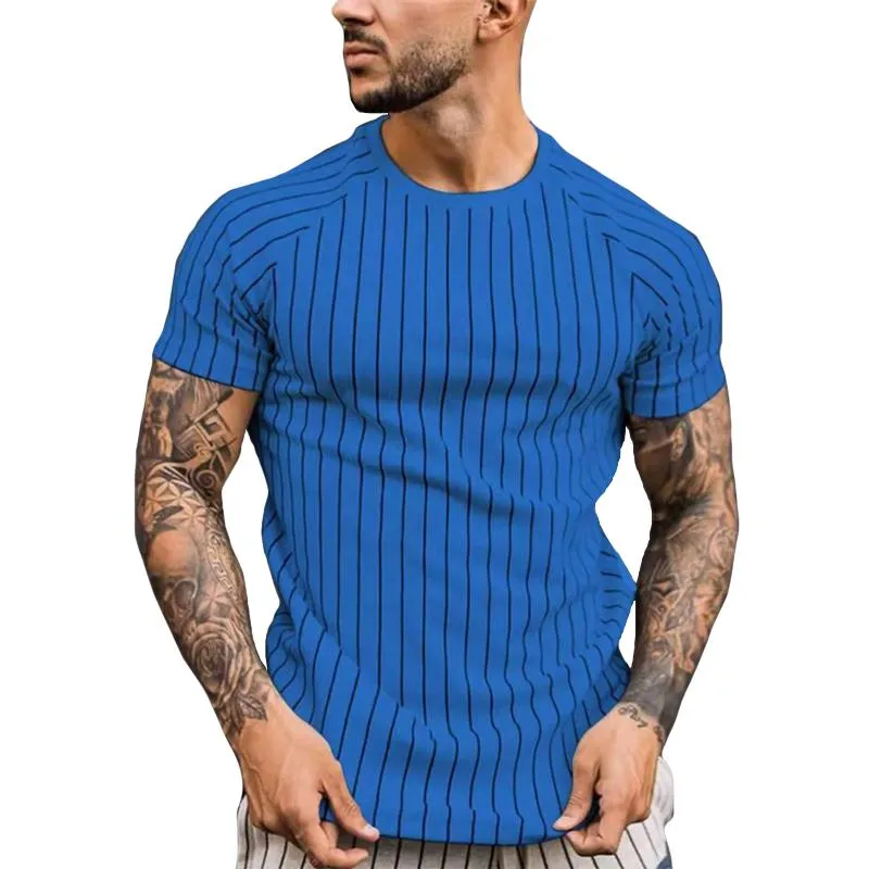 Men's Casual Striped Round Neck Short Sleeve T-Shirt 35956473TO sold by Manly