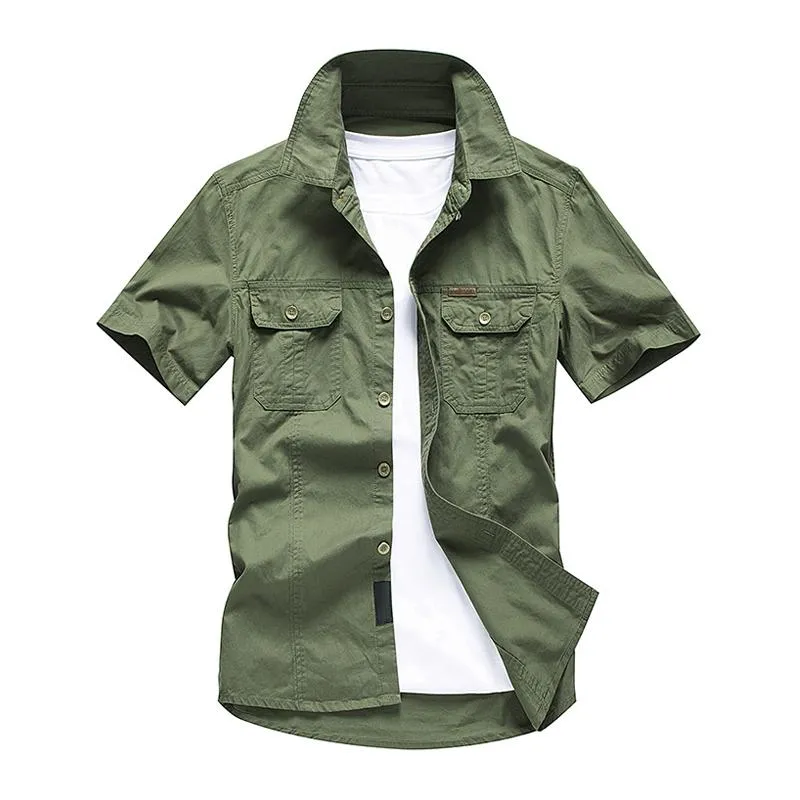 Men's Lapel Short Sleeve Breast Pockets Cargo Shirt 95203608Z sold by Manly product image thumbnail 5