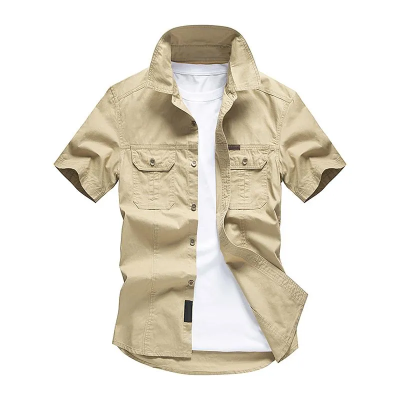Men's Lapel Short Sleeve Breast Pockets Cargo Shirt 95203608Z sold by Manly product image thumbnail 3