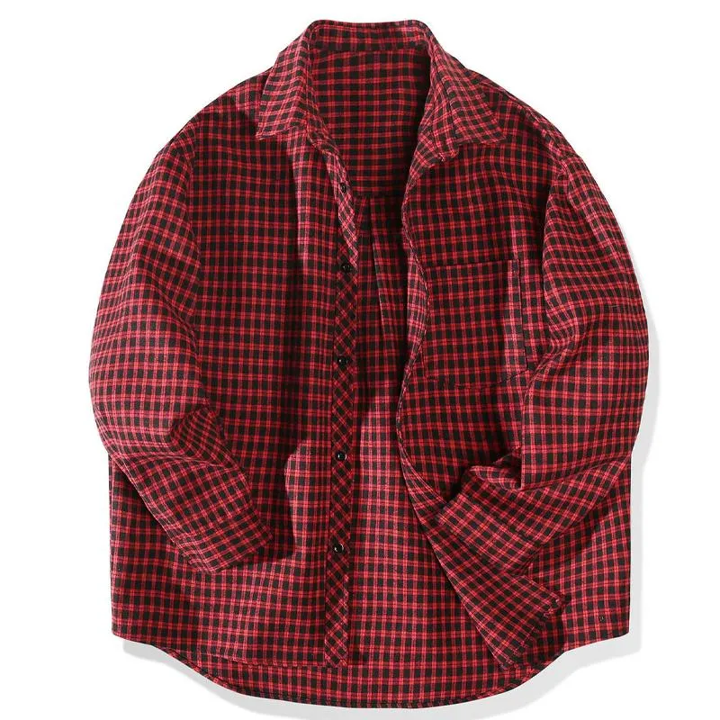 Men's Vintage Loose Check Lapel Long Sleeve Shirt 33251110Y sold by Manly product image thumbnail 4