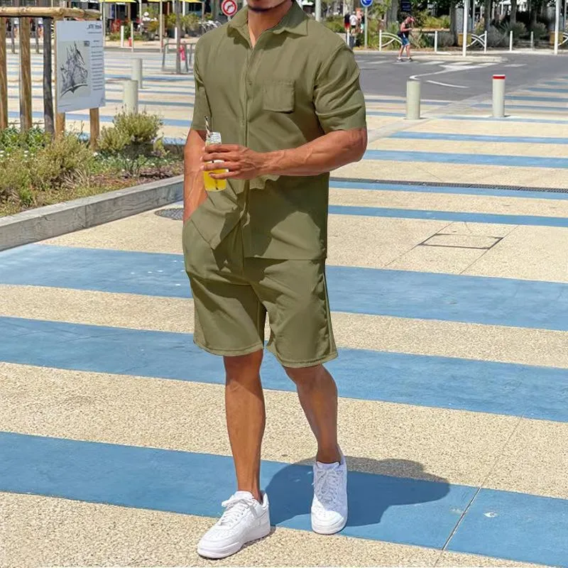 Men's Casual Lapel Shirt Short Sleeve Two Piece Set 01237630TO sold by Manly product image thumbnail 2