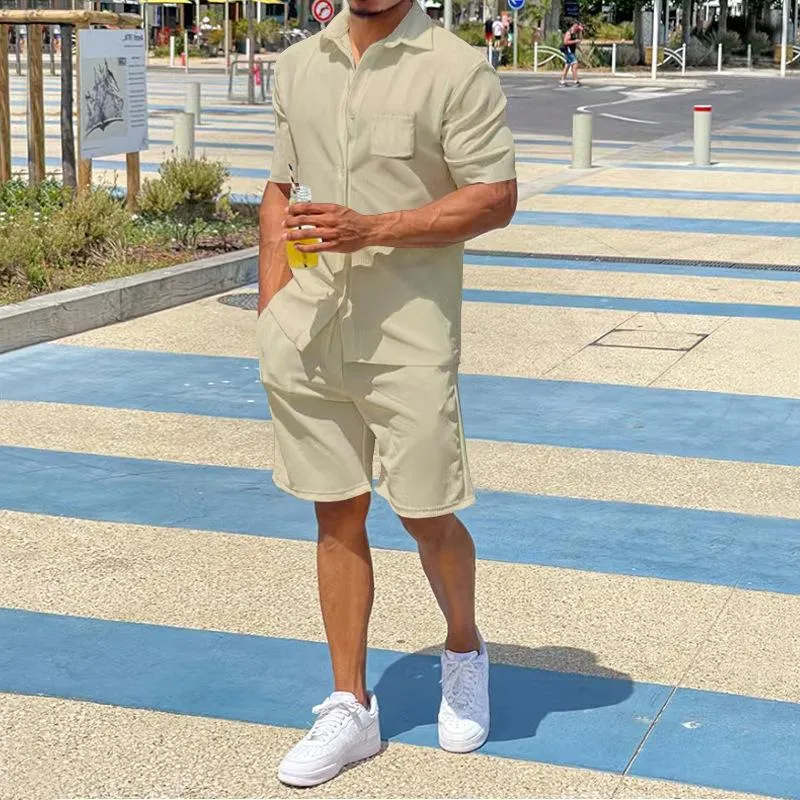 Men's Casual Lapel Shirt Short Sleeve Two Piece Set 01237630TO sold by Manly product image thumbnail 4