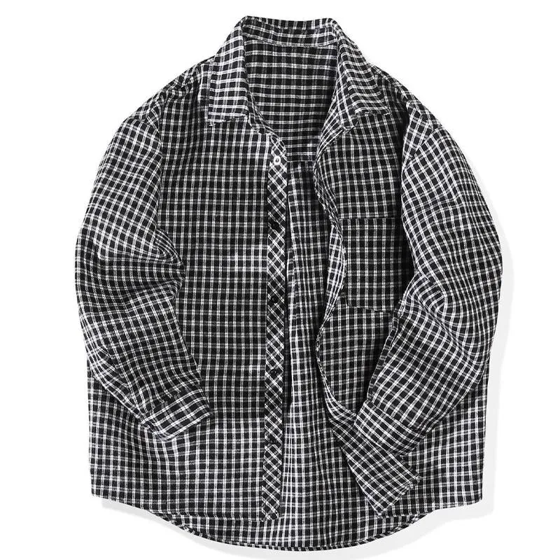 Men's Vintage Loose Check Lapel Long Sleeve Shirt 33251110Y sold by Manly product image thumbnail 3