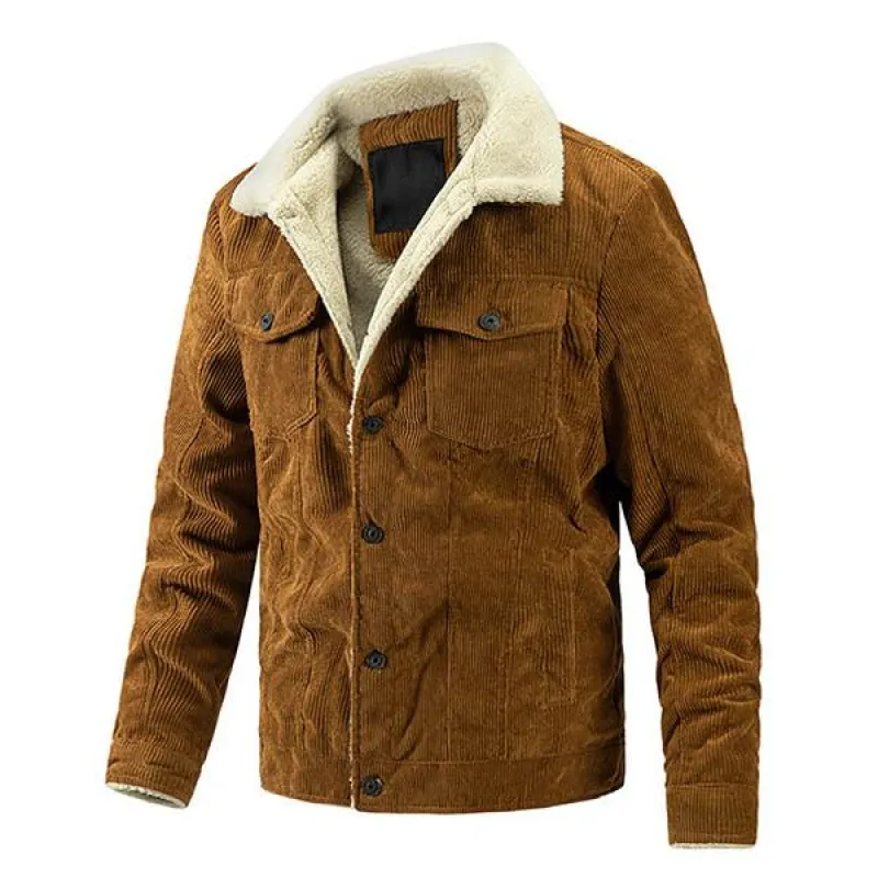 Men's Winter Slim Fit Retro Lapel Thick Corduroy Jacket 95266282M sold by Manly