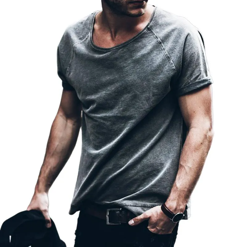 Men's Retro Casual Round Neck Short Sleeve T-Shirt 09059904TO sold by Manly