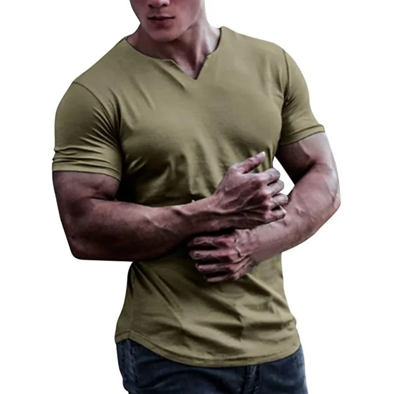Men's Solid V Neck Short Sleeve T-shirt 10802610Z sold by Manly