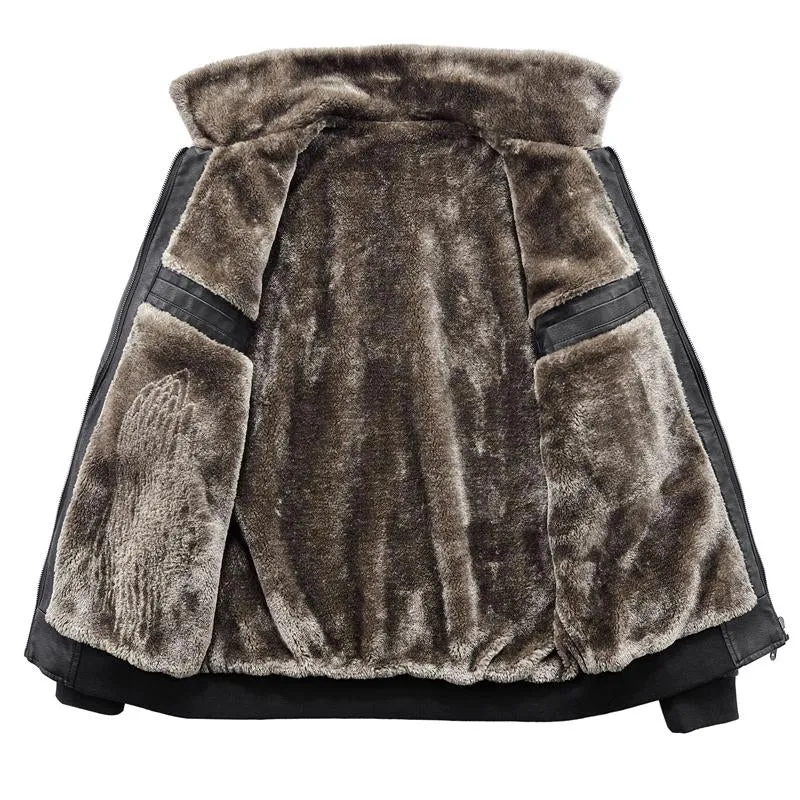 Men's Fleece Lapel Zipper Leather Jacket 36382213X sold by Manly product image thumbnail 3