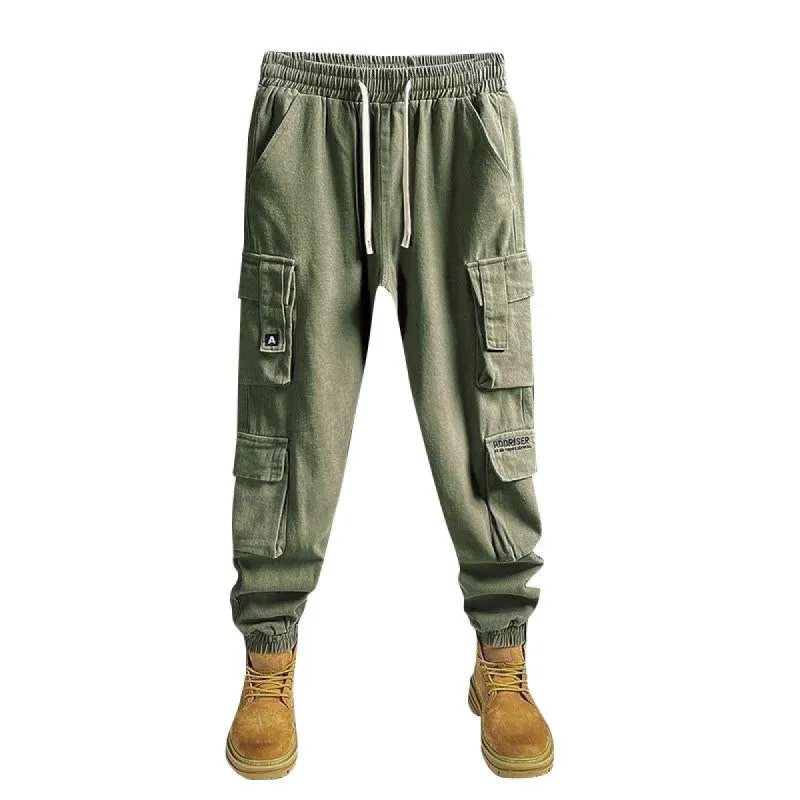 Men's Casual Multi-Pocket Drawstring Cargo Pants 55874255Y sold by Manly