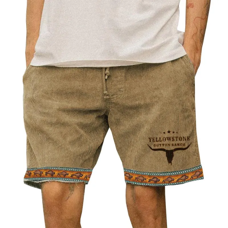 Men's Retro Color Block Print Elastic Waist Shorts 19203060M sold by Manly