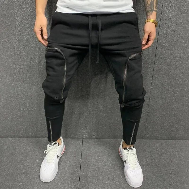 Men's Solid Color Drawstring Elastic Waist Zip Decor Sports Pants 25806781Z sold by Manly product image thumbnail 3