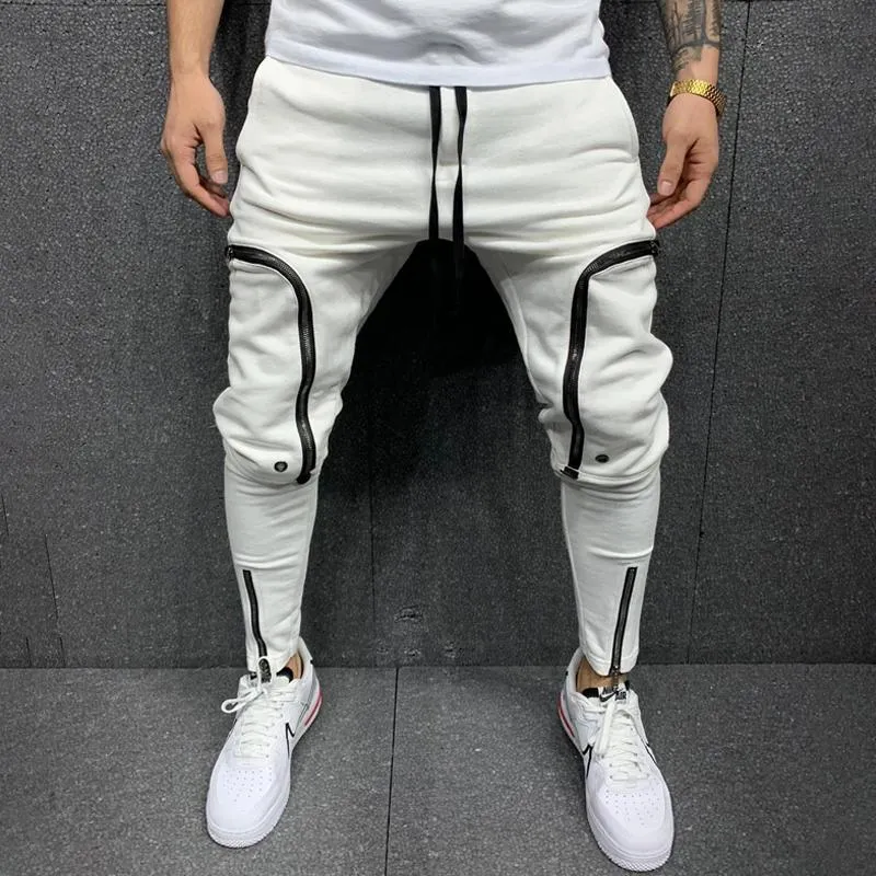 Men's Solid Color Drawstring Elastic Waist Zip Decor Sports Pants 25806781Z sold by Manly product image thumbnail 5