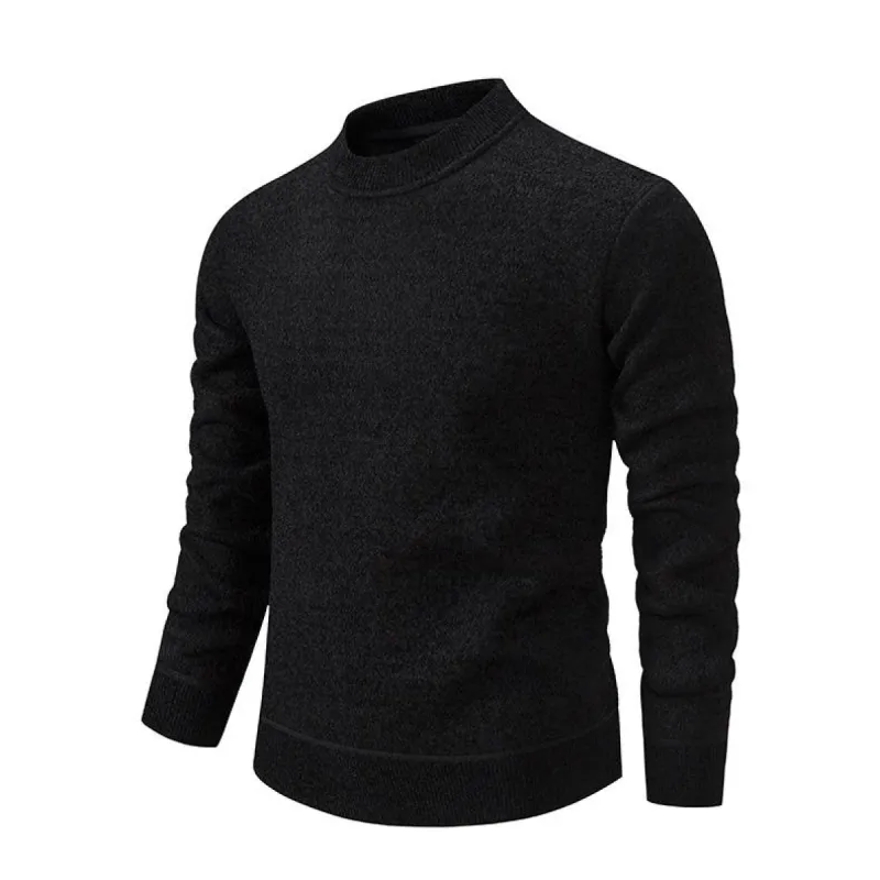 Men's Solid Color Half High Crew Neck Slim Thick Knit Sweater 65473578X sold by Manly