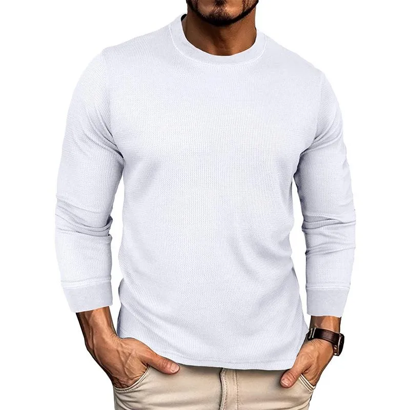 Men's Loose Round Neck Long Sleeve Waffle Basic T-Shirt 43052746X sold by Manly product image thumbnail 4