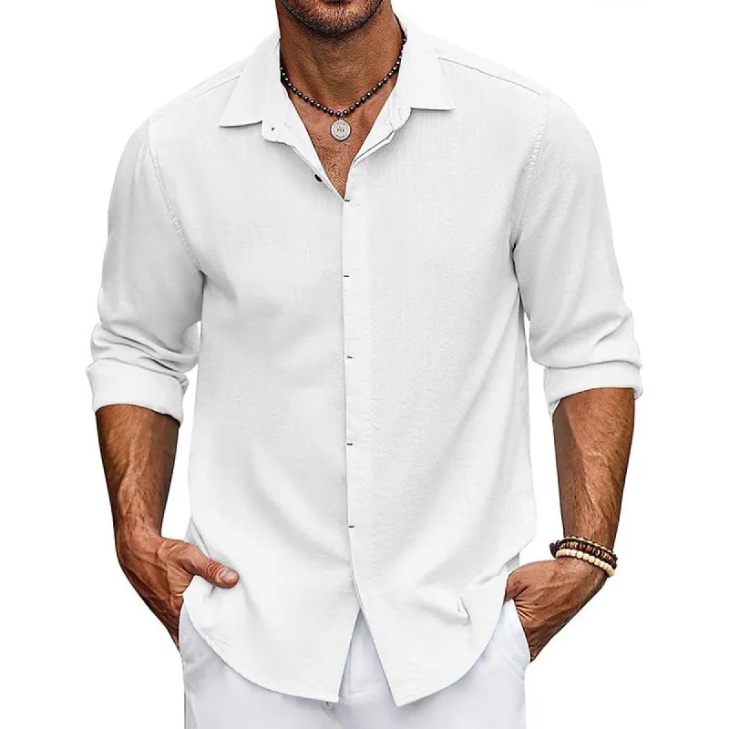 Men's Solid Loose Lapel Half Sleeve Casual Shirt 11755231Z sold by Manly