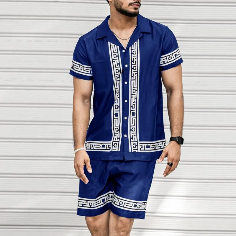 Men's Casual Printed Beach Short Sleeve Shirt Shorts Set 14916041Y sold by Manly product image thumbnail 3