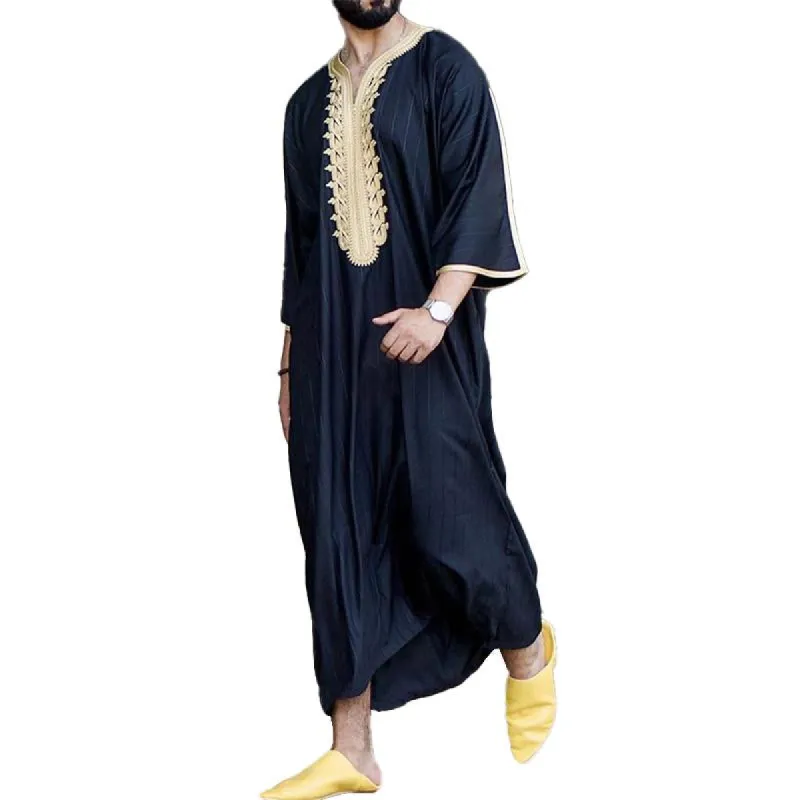 Men's Ethnic Embroidery Long Shirt Muslim Robe 78136697M sold by Manly