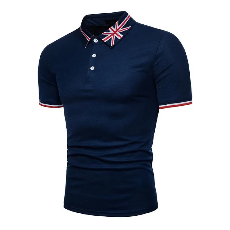 Men's British Embroidered Lapel Short Sleeve POLO Shirt 10486989X sold by Manly