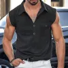 Men's Button Lapel Chest Pocket Sleeveless Tank Top 57941495Y sold by Manly
