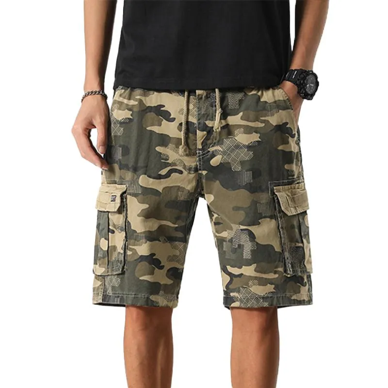 Men's Camo Drawstring Multi-Pocket Cargo Shorts 08027243Y sold by Manly