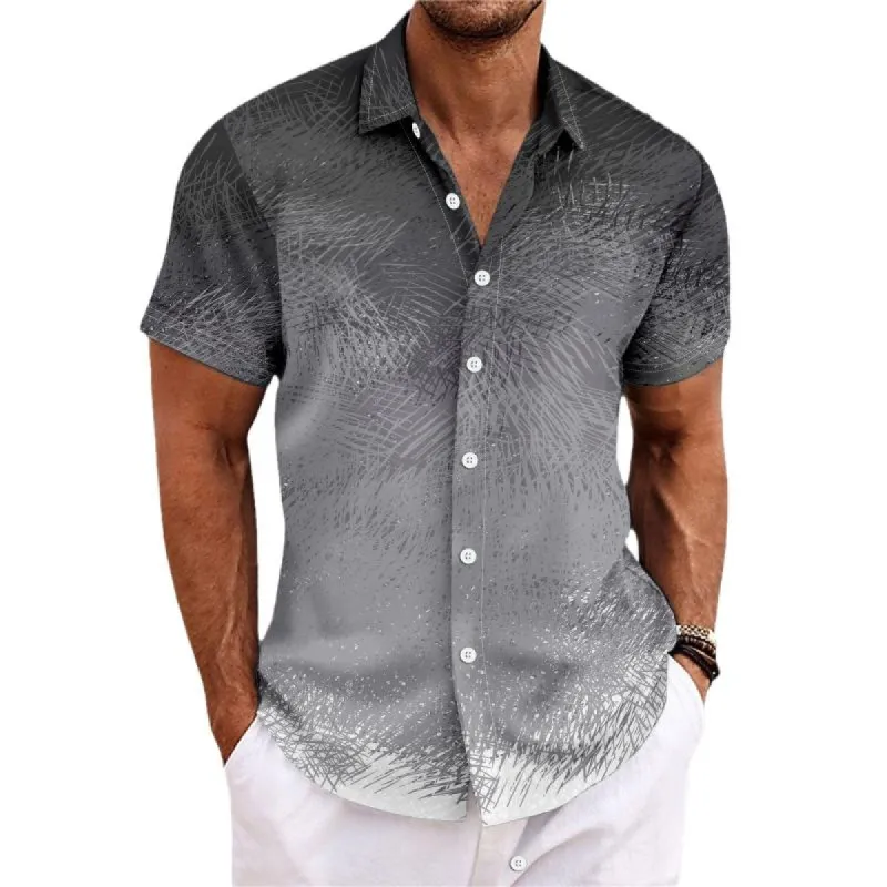 Men's Gradient Print Lapel Short Sleeve Shirt 59454757Y sold by Manly