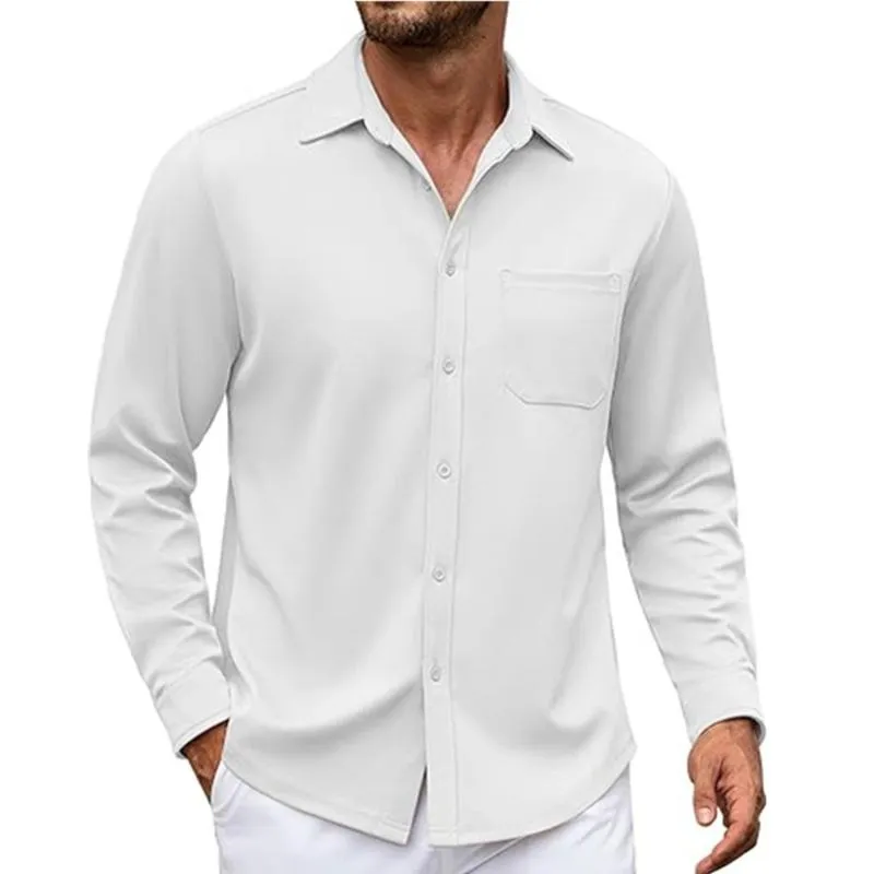 Men's Casual Lapel Patch Pocket Slim Fit Long Sleeve Shirt 08966908M sold by Manly product image thumbnail 4