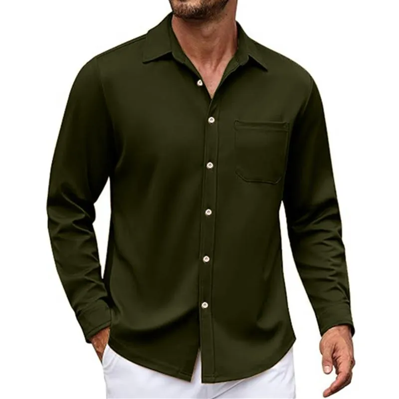 Men's Casual Lapel Patch Pocket Slim Fit Long Sleeve Shirt 08966908M sold by Manly product image thumbnail 3