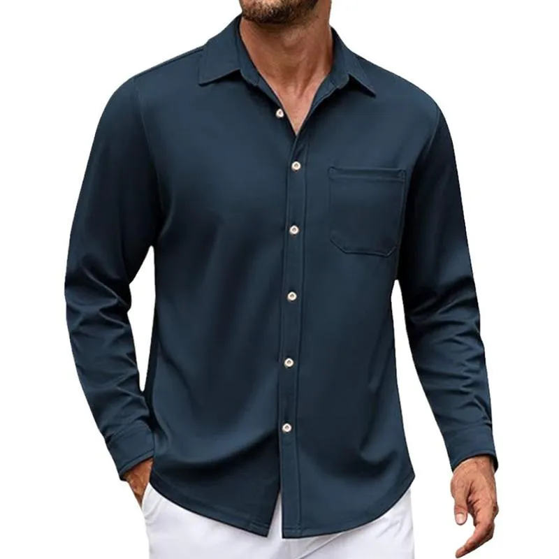 Men's Casual Lapel Patch Pocket Slim Fit Long Sleeve Shirt 08966908M sold by Manly product image thumbnail 5