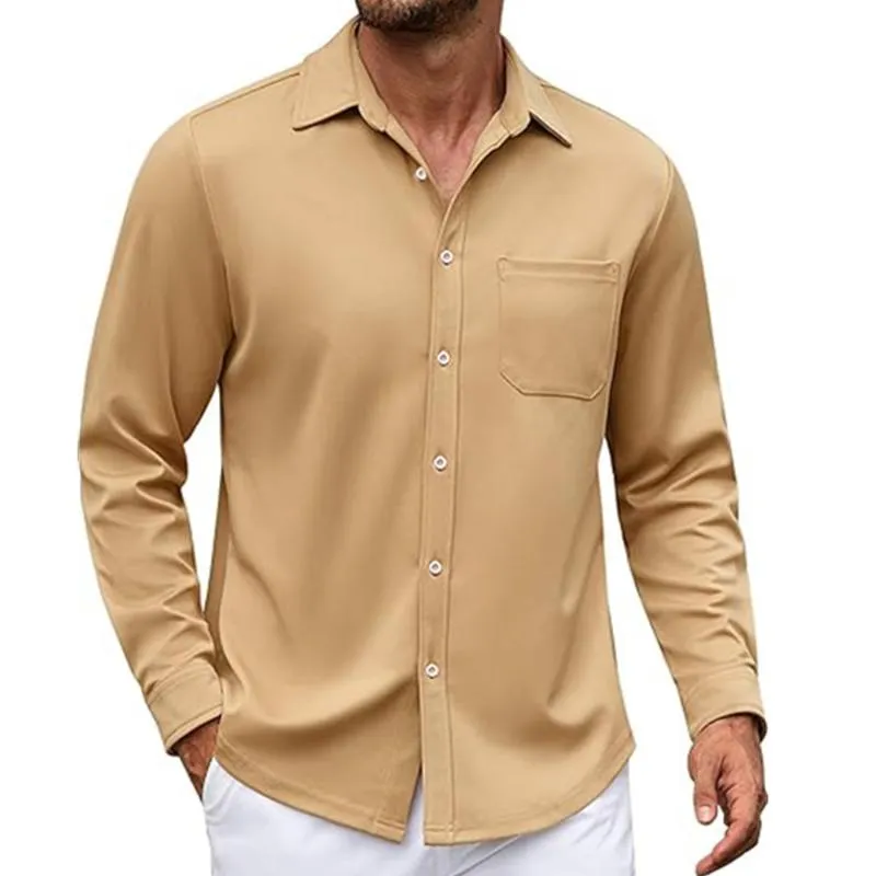 Men's Casual Lapel Patch Pocket Slim Fit Long Sleeve Shirt 08966908M sold by Manly product image thumbnail 2