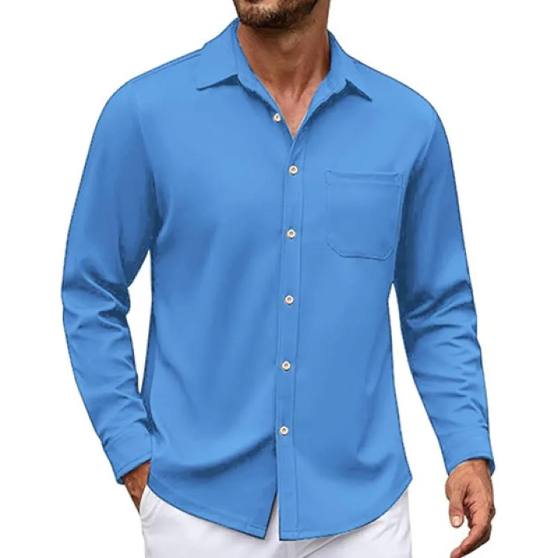 Men's Casual Lapel Patch Pocket Slim Fit Long Sleeve Shirt 08966908M sold by Manly