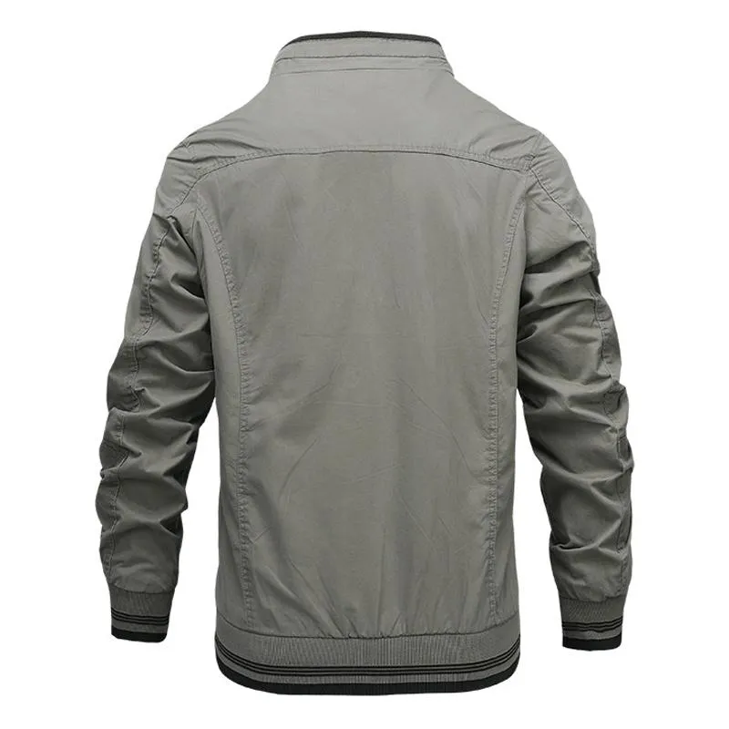Men's Washed Cotton Solid Color Zipper Jacket 76491245Z sold by Manly product image thumbnail 5
