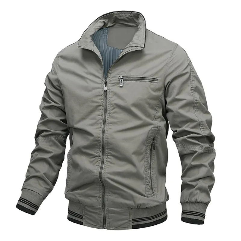 Men's Washed Cotton Solid Color Zipper Jacket 76491245Z sold by Manly product image thumbnail 4