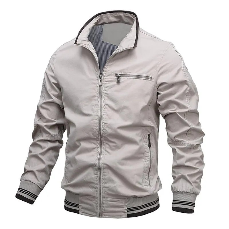 Men's Washed Cotton Solid Color Zipper Jacket 76491245Z sold by Manly product image thumbnail 2