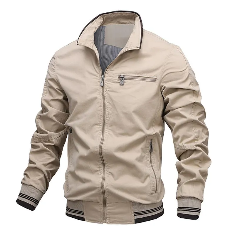 Men's Washed Cotton Solid Color Zipper Jacket 76491245Z sold by Manly