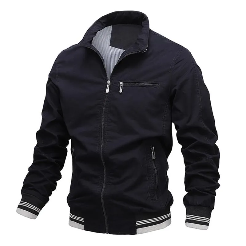 Men's Washed Cotton Solid Color Zipper Jacket 76491245Z sold by Manly product image thumbnail 3
